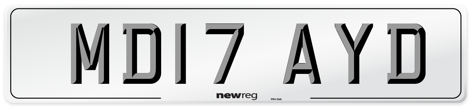 MD17 AYD Number Plate from New Reg